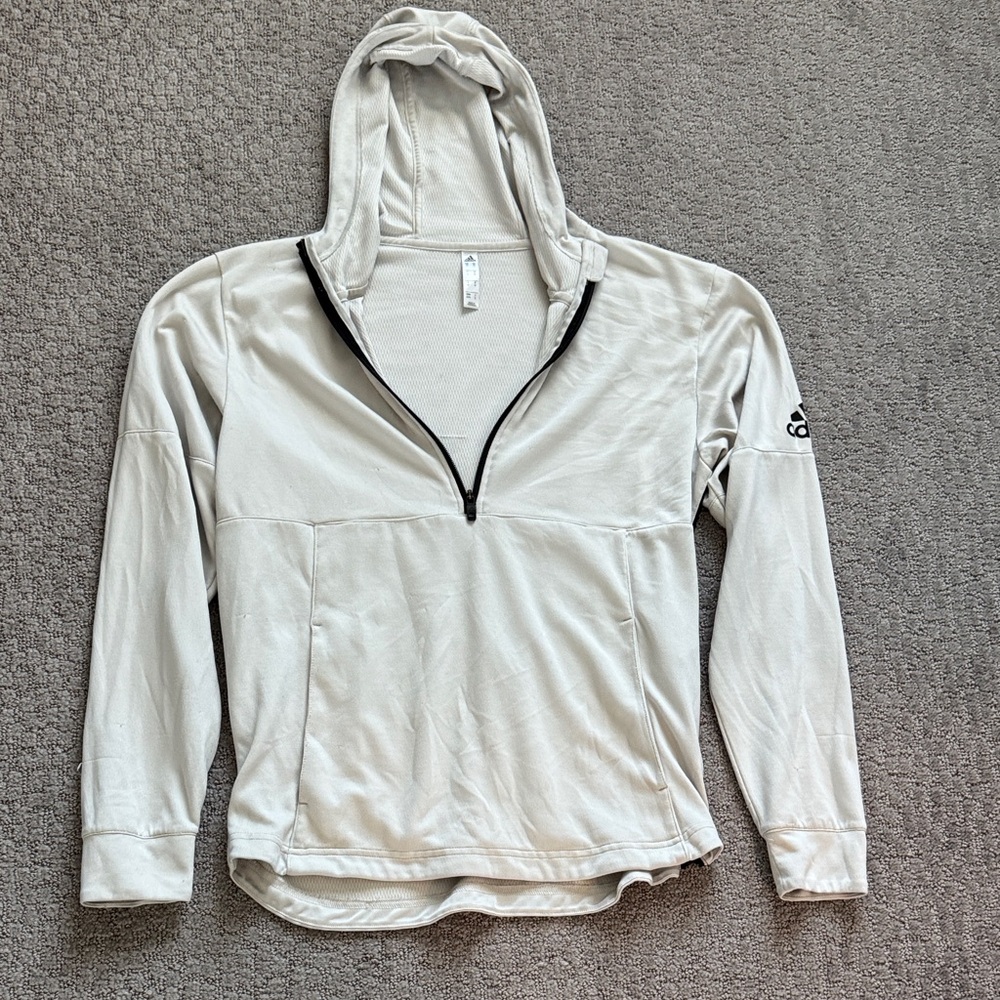 adidas Light Gray Hooded Pullover with Subtle Logo